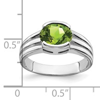 14K White Gold 8x 6mm Oval Peridot Ring view 2