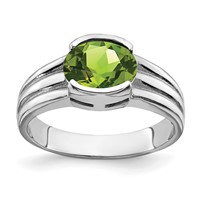 14K White Gold 8x 6mm Oval Peridot Ring view 1