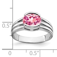 14K White Gold 8x 6mm Oval Pink Tourmaline Ring view 2