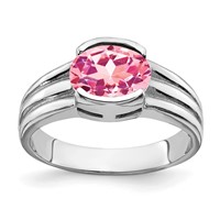 14K White Gold 8x 6mm Oval Pink Tourmaline Ring view 1