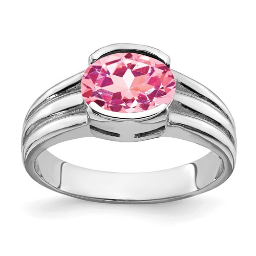 14K White Gold 8x 6mm Oval Pink Tourmaline Ring