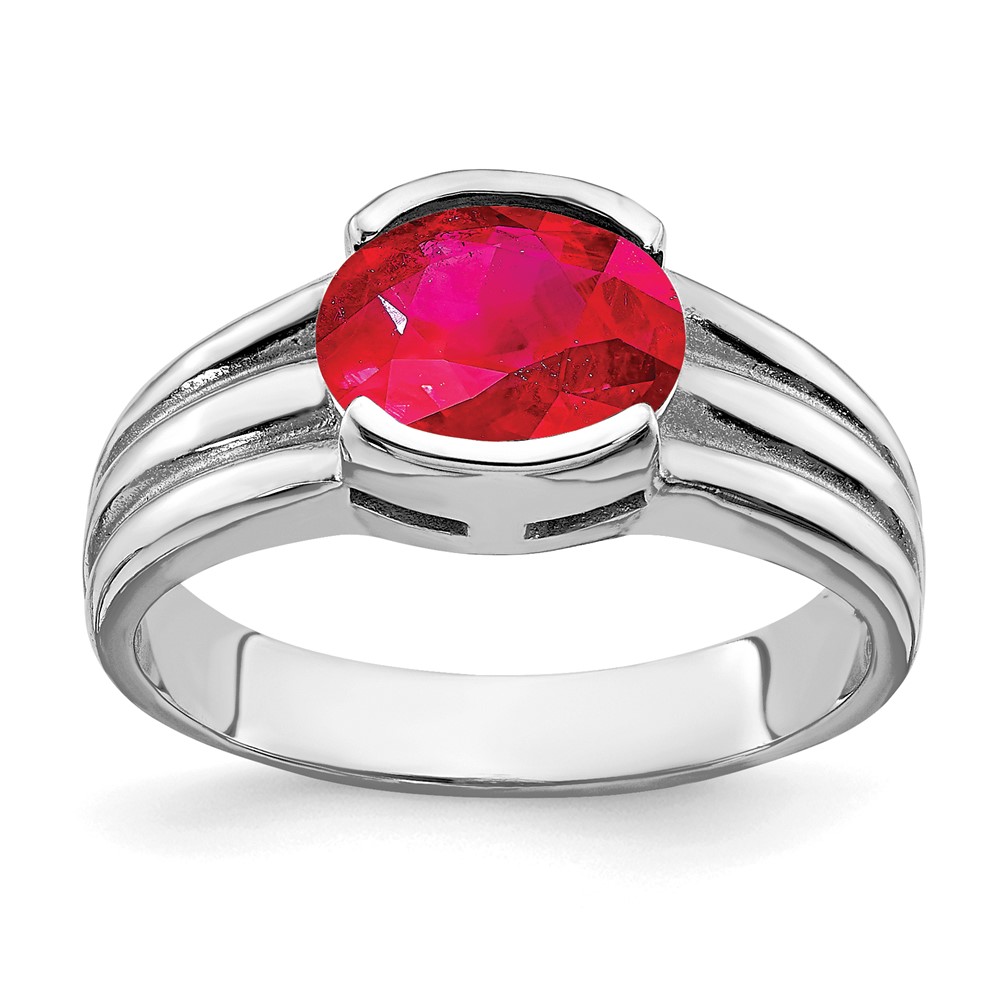14K White Gold 8x6mm Oval Ruby Ring