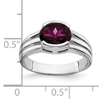 14K White Gold 8x 6mm Oval Rhodolite Garnet Ring view 2