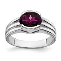 14K White Gold 8x 6mm Oval Rhodolite Garnet Ring view 1