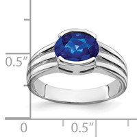 14K White Gold 8x 6mm Oval Sapphire Ring view 2