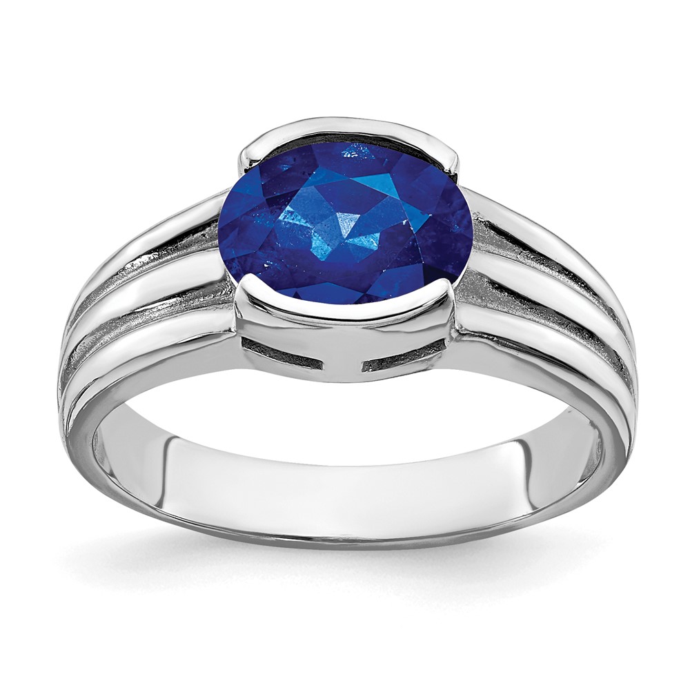 14K White Gold 8x 6mm Oval Sapphire Ring