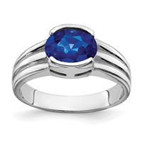 14K White Gold 8x 6mm Oval Sapphire Ring view 1
