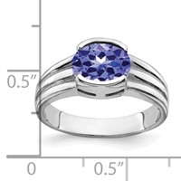 14K White Gold 8x6mm Oval Tanzanite Ring view 2