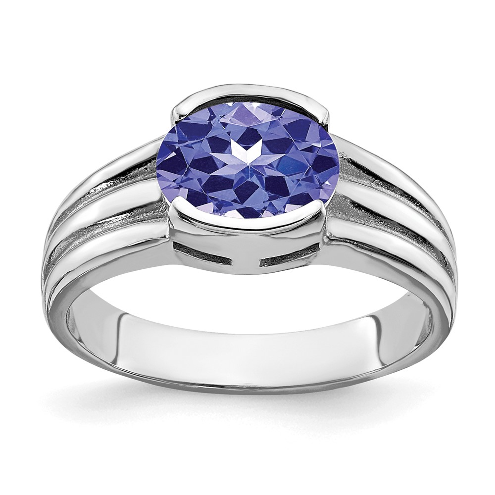 14K White Gold 8x6mm Oval Tanzanite Ring