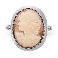 14K White Gold Cameo Ring view 5