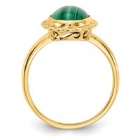14K Yellow Gold 10x 8mm Malachite Cabochon Ring view 2