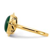 14K Yellow Gold 10x 8mm Malachite Cabochon Ring view 3