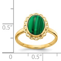 14K Yellow Gold 10x 8mm Malachite Cabochon Ring view 4