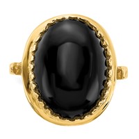 14K Yellow Gold 16x 12mm Oval Onyx Ring view 5