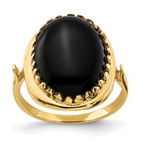 14K Yellow Gold 16x 12mm Oval Onyx Ring view 1
