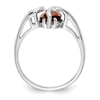 14K White Gold 12x 6mm Marquise Garnet and AA Diamond Ring view 2