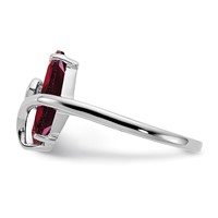 14K White Gold 12x 6mm Marquise Garnet and AA Diamond Ring view 4