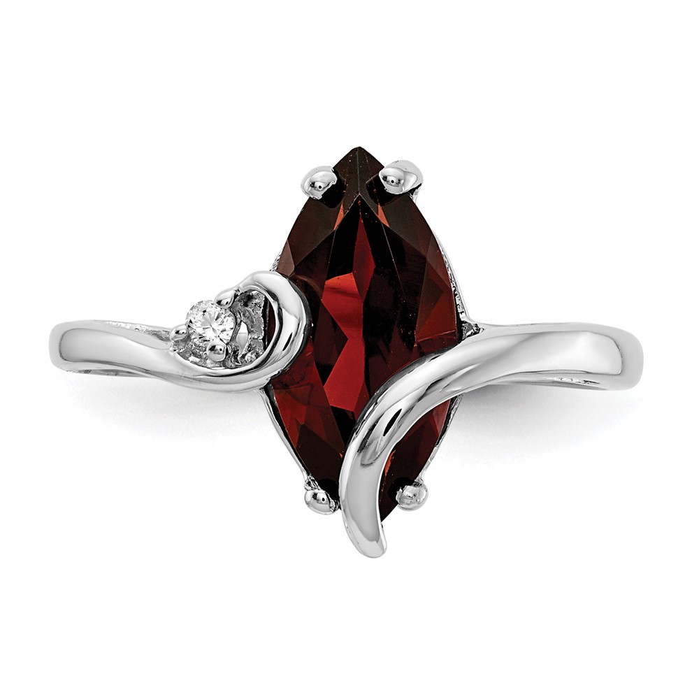 14k White Gold 12x6mm Marquise Garnet A Diamond ring (Y4530GA/A)