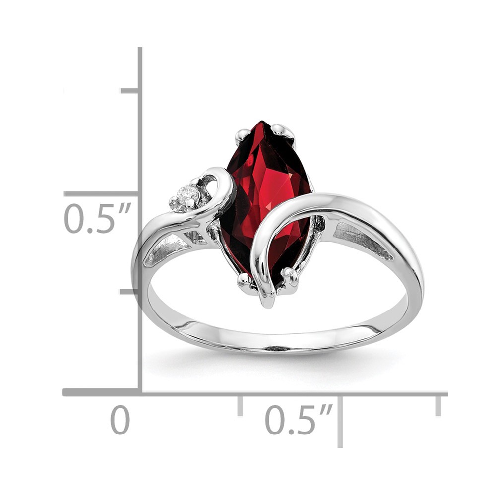 14k White Gold 12x6mm Marquise Garnet A Diamond ring (Y4530GA/A)