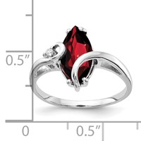 14K White Gold 12x 6mm Marquise Garnet and AA Diamond Ring view 3