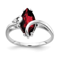 14K White Gold 12x 6mm Marquise Garnet and AA Diamond Ring view 1