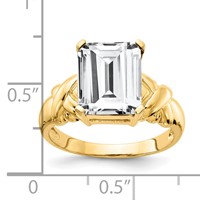 14K Yellow Gold 11x 9mm Emerald-cut Cubic Zirconia Ring view 2