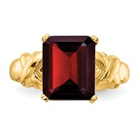 14K Yellow Gold 11x9mm Emerald-cut Garnet Ring view 5