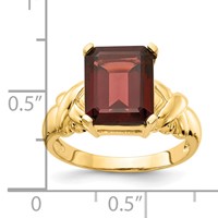 14K Yellow Gold 11x9mm Emerald-cut Garnet Ring view 3