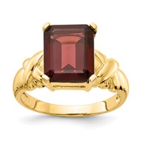 14K Yellow Gold 11x9mm Emerald-cut Garnet Ring view 1