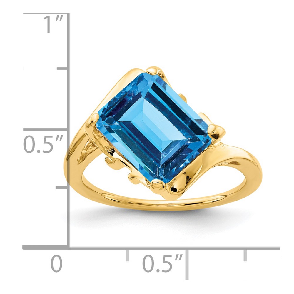 14k 10x8mm Emerald Cut Blue Topaz ring (Y4537BT)