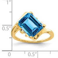 14K Yellow Gold 10x8mm Emerald-cut Blue Topaz Ring view 2