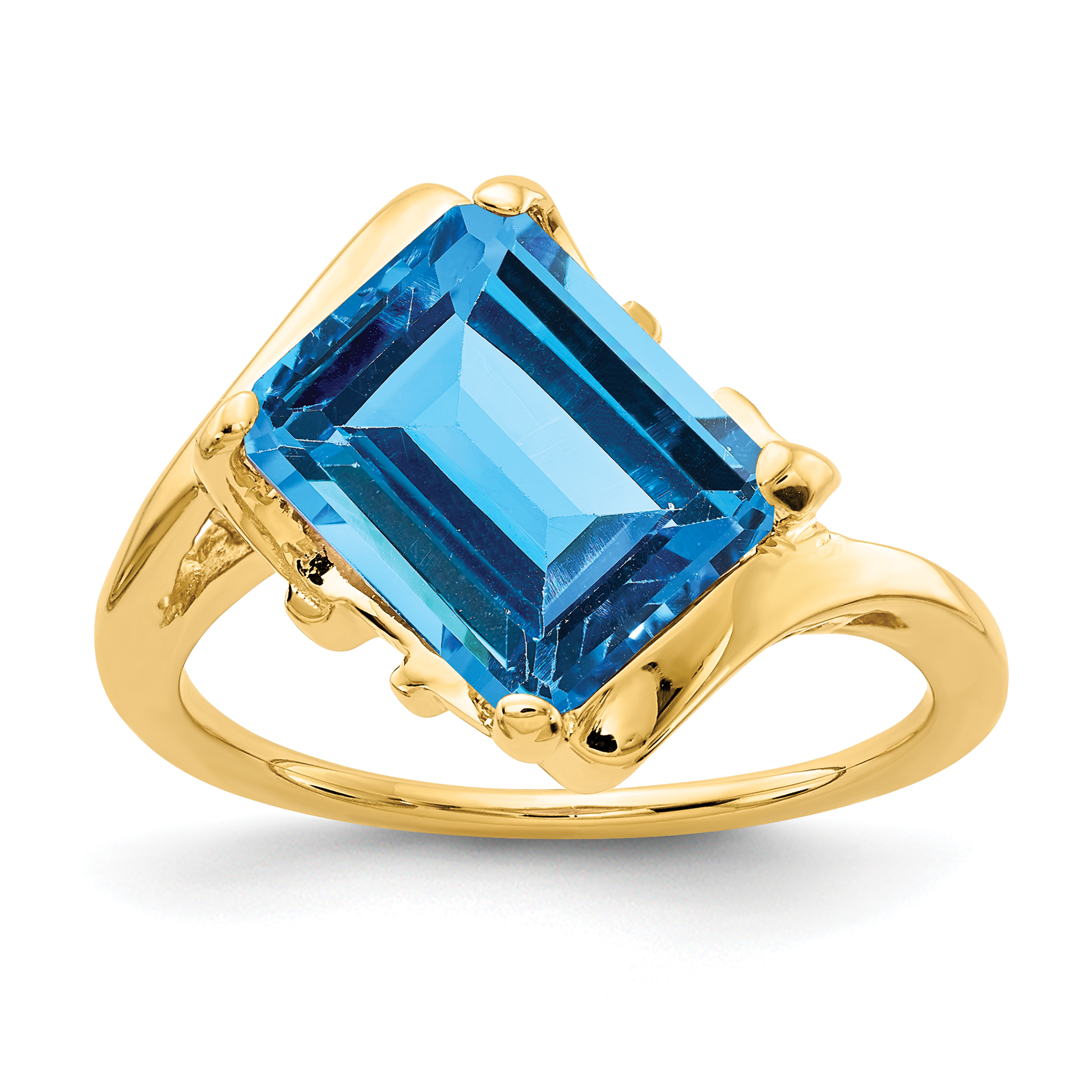 14k 10x8mm Emerald Cut Blue Topaz ring (Y4537BT)