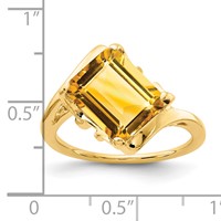 14K Yellow Gold 10x 8mm Emerald-cut Citrine Ring view 2