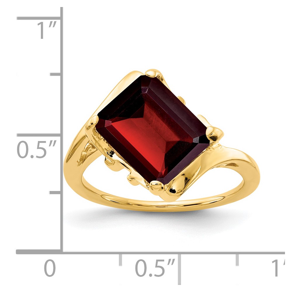 14k 10x8mm Emerald Cut Garnet ring (Y4537GA)