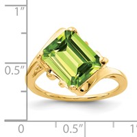 14K Yellow Gold 10x8mm Emerald-cut Peridot Ring view 2