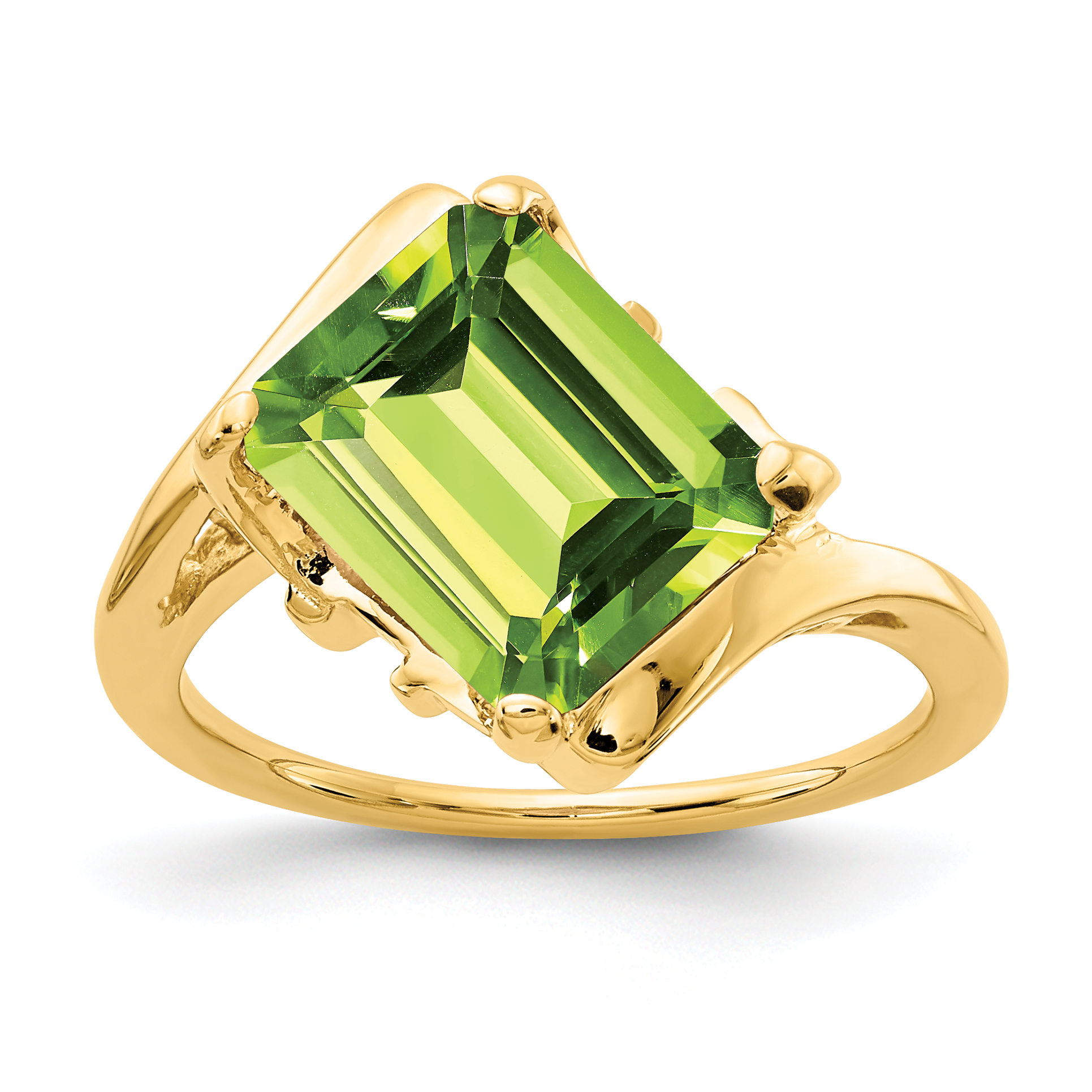 14k 10x8mm Emerald Cut Peridot ring (Y4537PE)