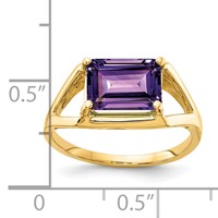 14K Yellow Gold 9x 7mm Emerald-cut Amethyst East-West Ring view 2