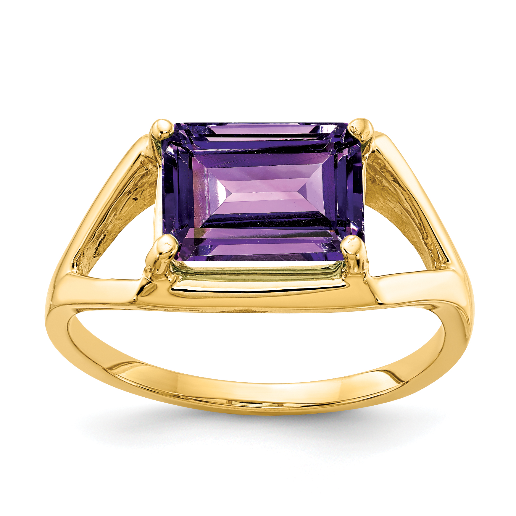 14k 9x7mm Emerald Cut Amethyst ring (Y4538AM)