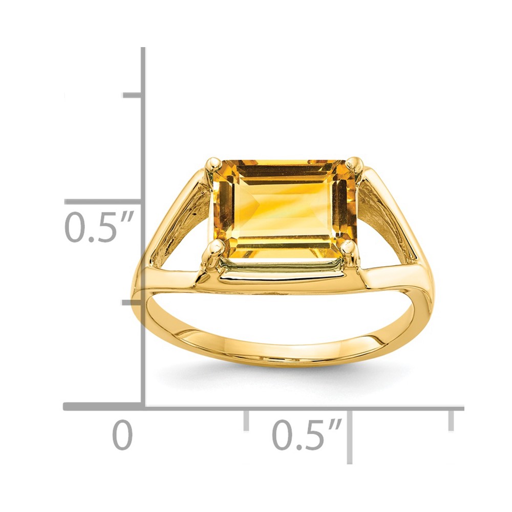 14k 9x7mm Emerald Cut Citrine ring (Y4538CI)