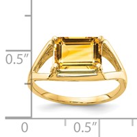 14K Yellow Gold 9x7mm Emerald-cut Citrine East-West Ring view 2