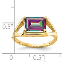 14K Yellow Gold 9x7mm Emerald-cut Mystic Fire Topaz East-West Ring view 2