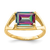 14K Yellow Gold 9x7mm Emerald-cut Mystic Fire Topaz East-West Ring view 1