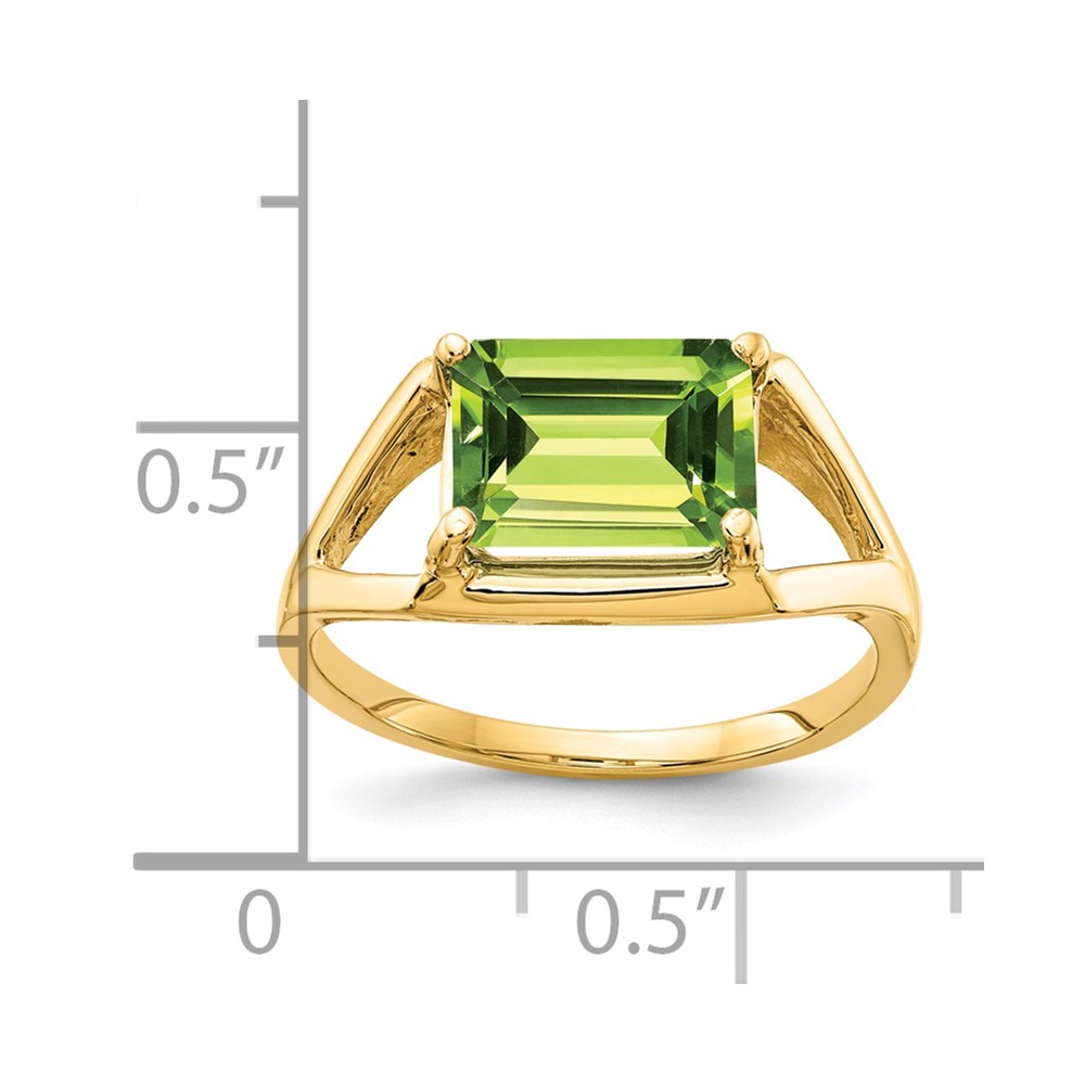 14k 9x7mm Emerald Cut Peridot ring (Y4538PE)