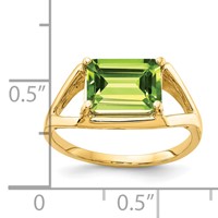 14K Yellow Gold 9x 7mm Emerald-cut Peridot East-West Ring view 2