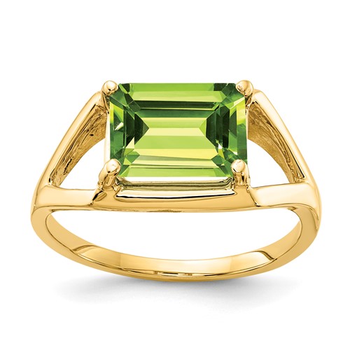 14k 9x7mm Emerald Cut Peridot ring