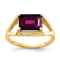 14K Yellow Gold 9x 7mm Emerald-cut Rhodolite Garnet East-West Ring view 1