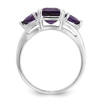 14K White Gold 9x 7mm Emerald-cut and 5mm Trillion Amethyst 3-Stone Ring view 2