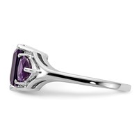 14K White Gold 9x 7mm Emerald-cut and 5mm Trillion Amethyst 3-Stone Ring view 4