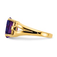 14K Yellow Gold 11x9mm Oval Amethyst Ring view 3