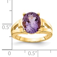 14K Yellow Gold 11x9mm Oval Amethyst Ring view 5